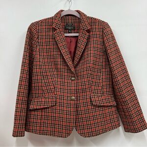 Talbots 8p Aberdeen Houndstooth Check Wool Blend Blazer Two Button Career